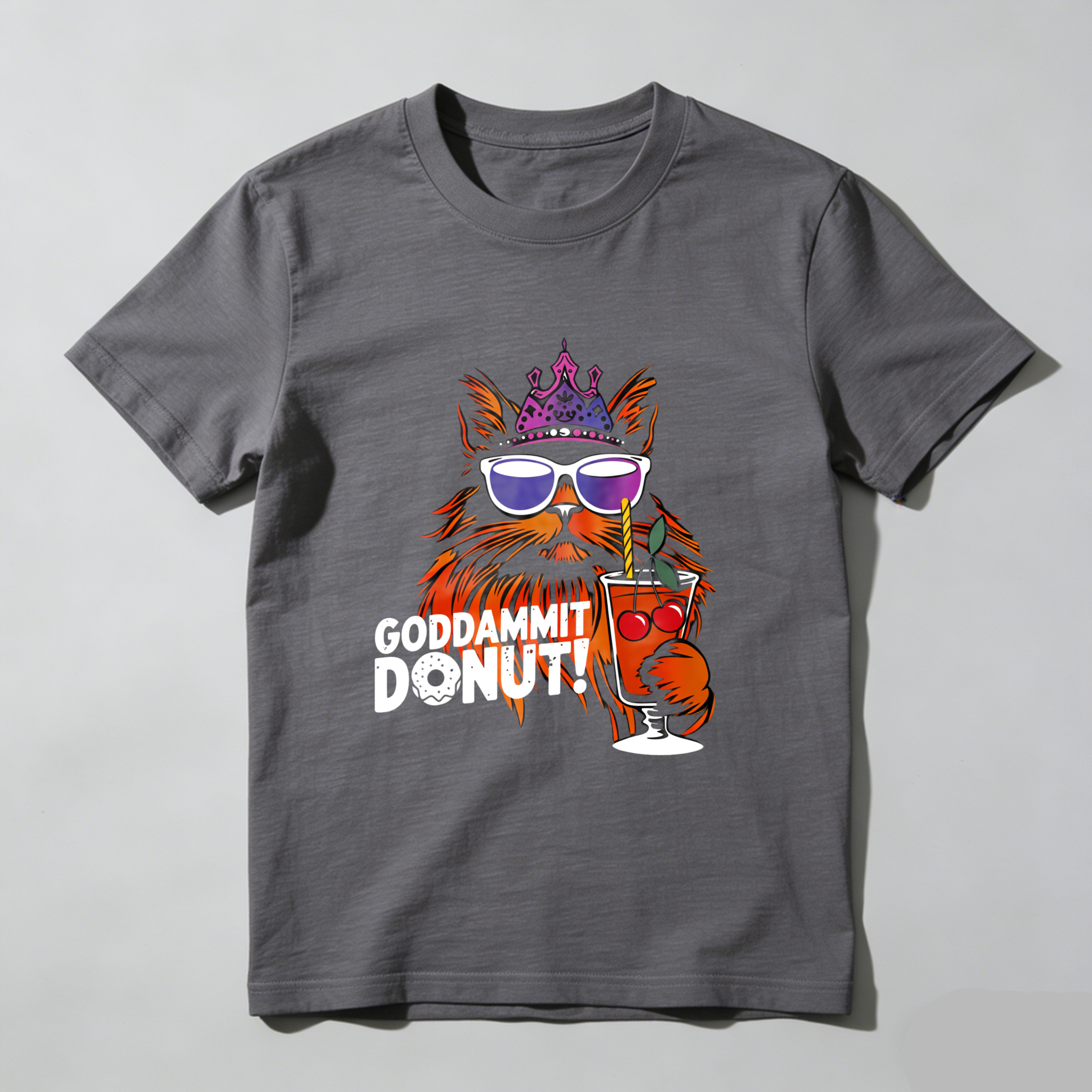 Wardrobecart Cat With Crown Sunglasses And Cocktail Tshirt