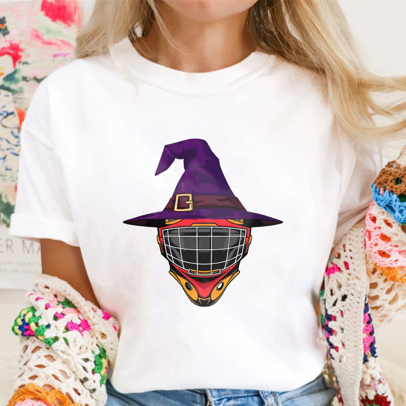Purple Witch Hat Hockey Goalie Mask Graphic Unisex Classic T-shirt