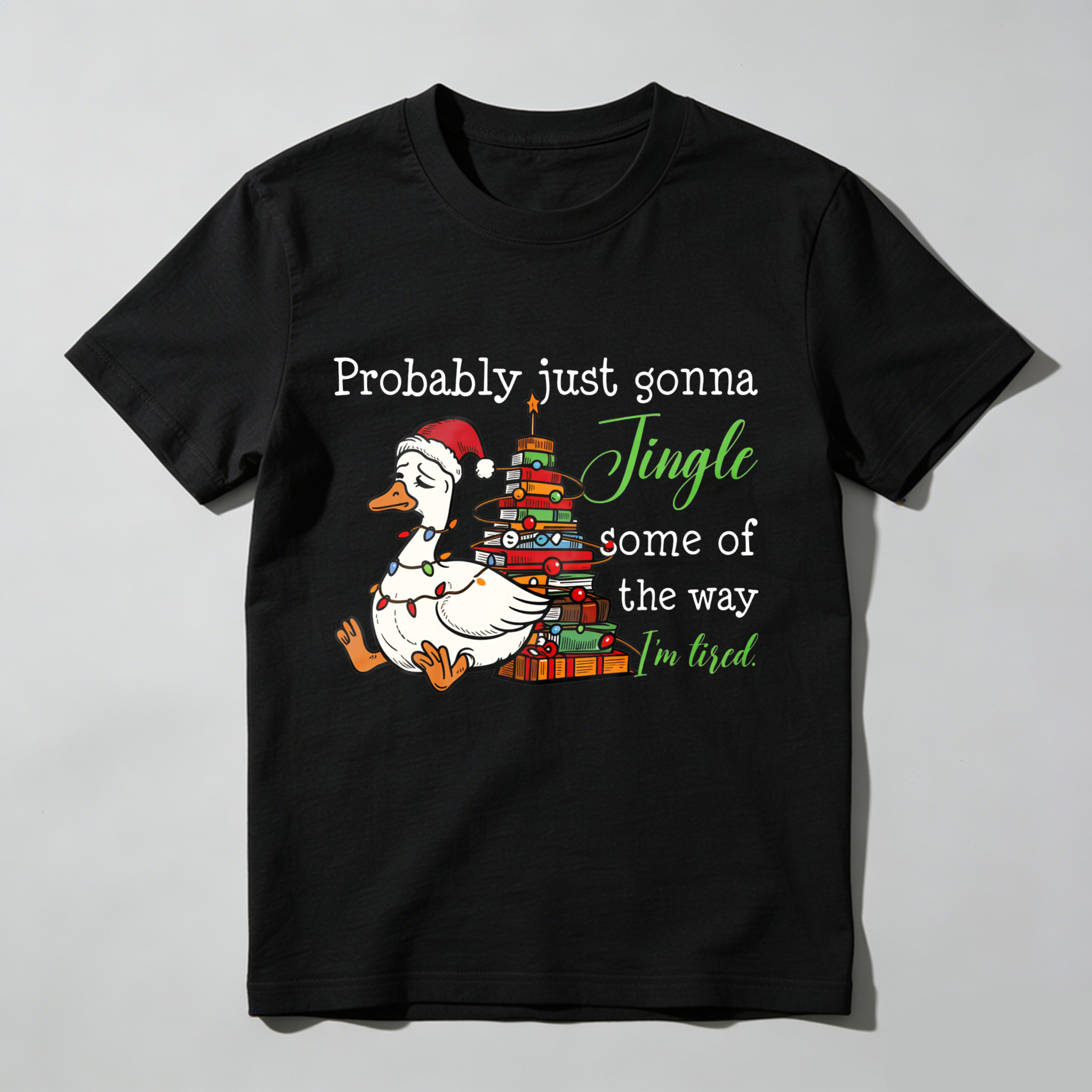 Wardrobecart Duck Wearing Santa Hat Near Christmas Tree Tshirt