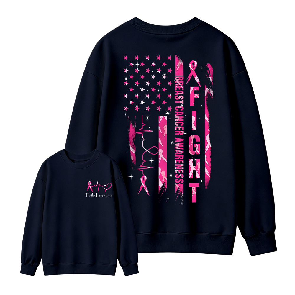 Women's Breast Cancer Awareness Graphic Sweatshirt with Pink Ribbon & "Empowerment" Design