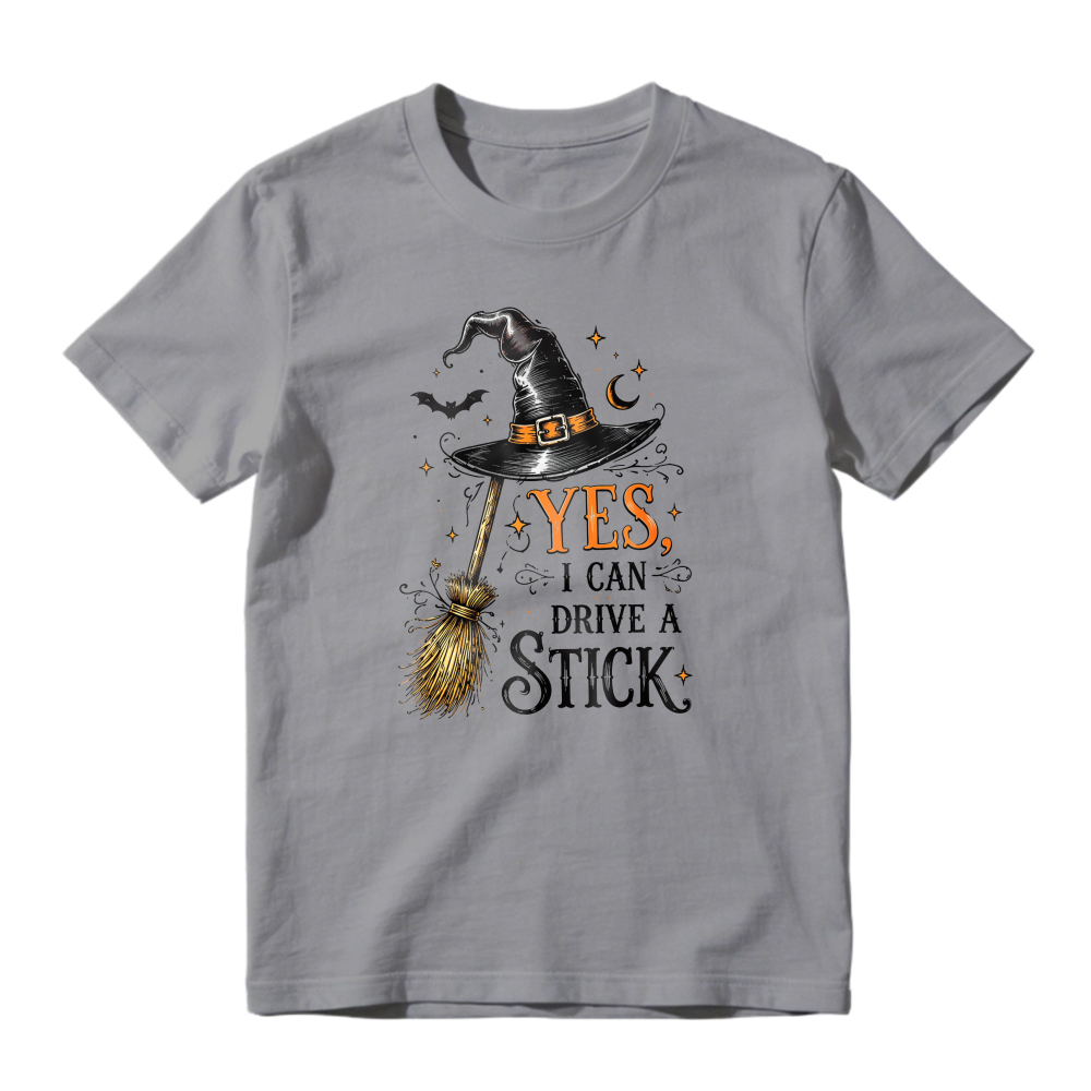 Yes I Can Drive A Stick Witch Hat Broomstick Halloween Humor Unisex Classic T-shirt