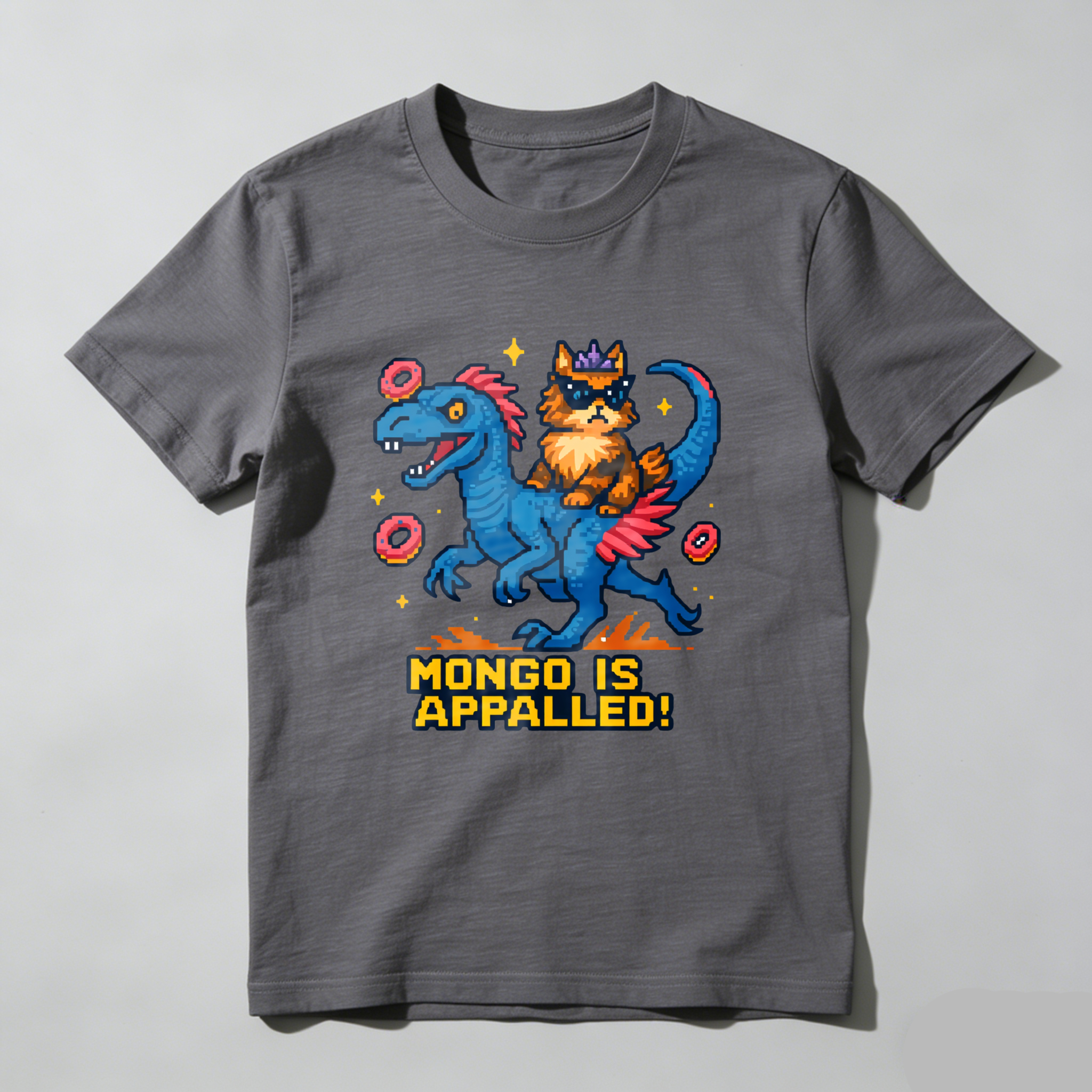 Wardrobecart Cat Riding Dragon With Donuts And Stars Tshirt