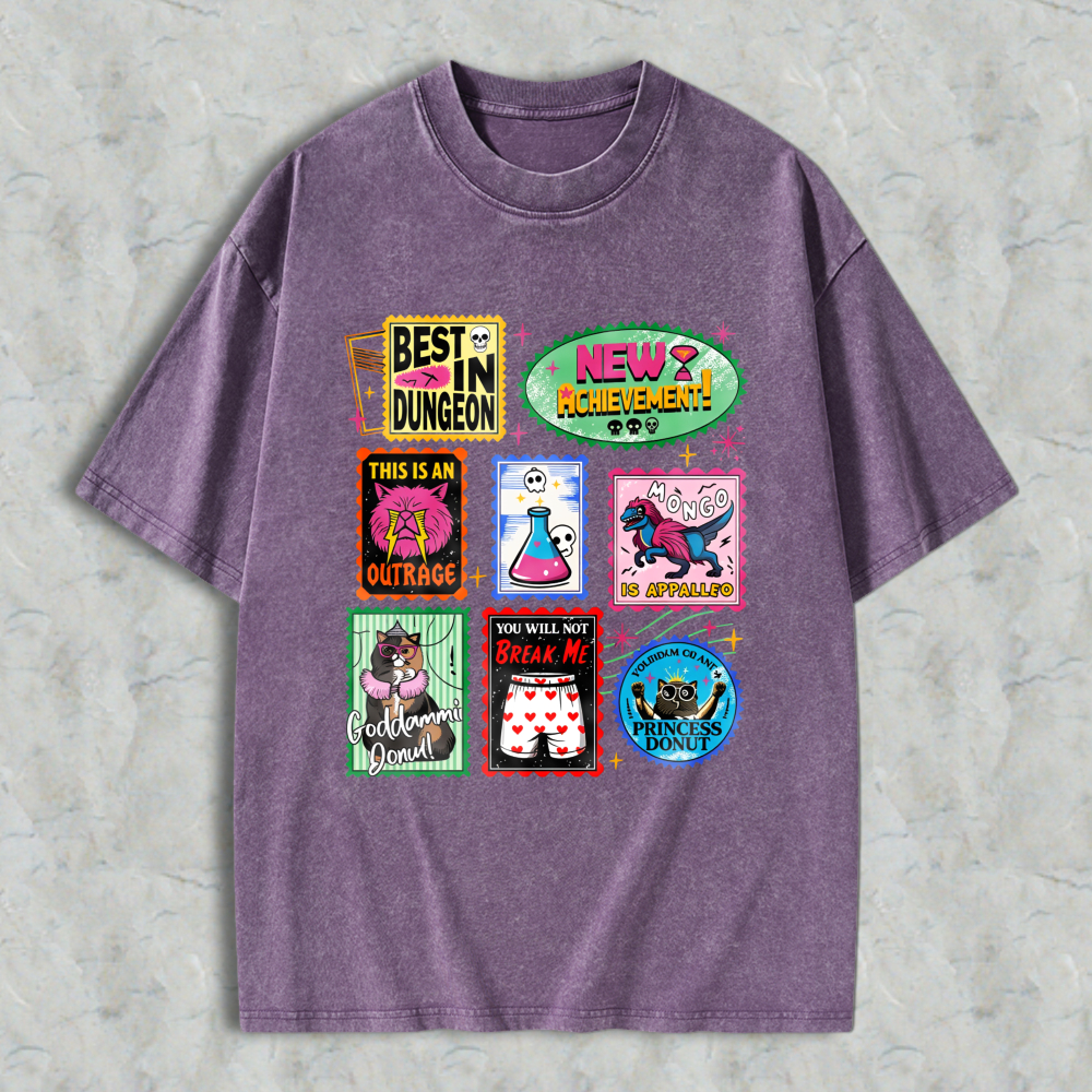 Wardrobecart Best In Dungeon New Achievement This Is An Outrage Ponged In Appaloosa Badass Donut You Will Not Break Me Princess Donut Unisex Washed T-shirt