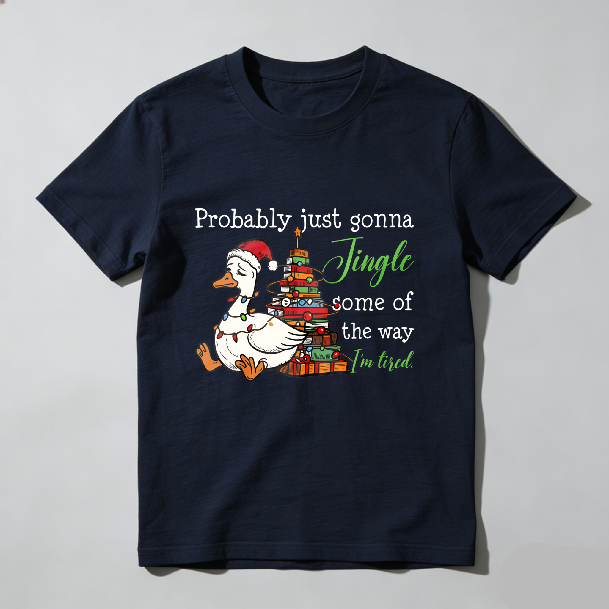 Wardrobecart Duck Wearing Santa Hat Near Christmas Tree Tshirt