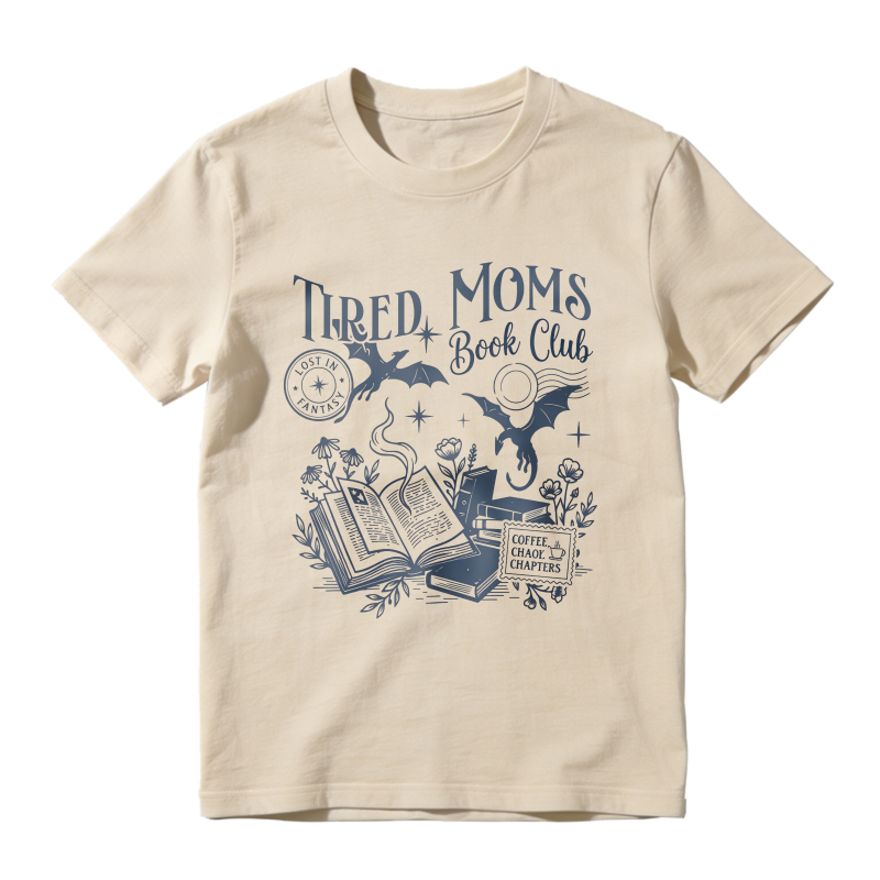 Wardrobecart Tired Moms Book Club With Open Book Bat Moon And Flowers Design Unisex Classic T-shirt