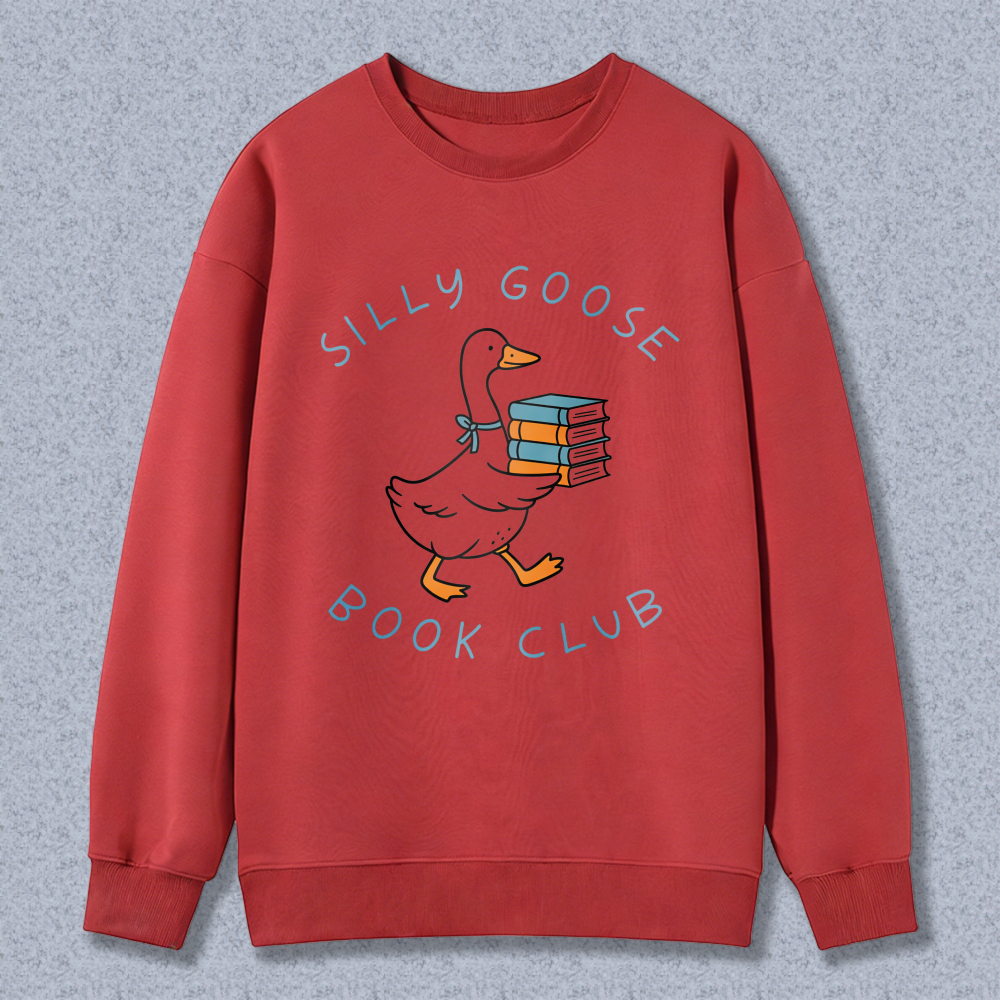 Wardrobecart Silly Goose Book Club Duck With Books Pattern Unisex Classic Sweatshirt