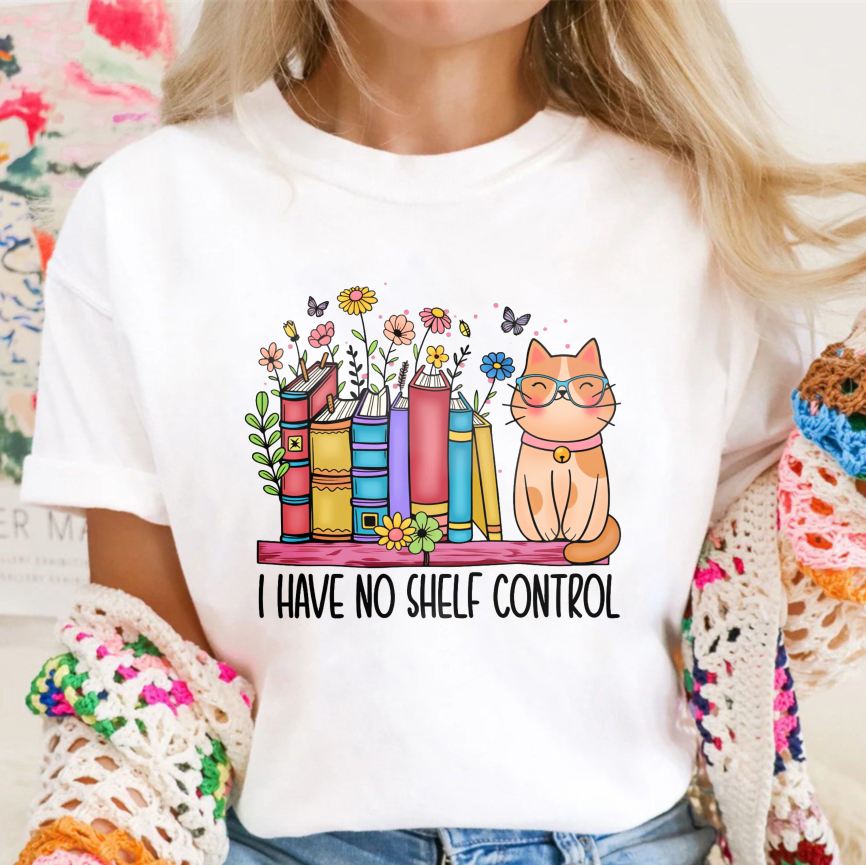 Wardrobecart Cat With Books And Flowers I Have No Shelf Control Unisex Classic T-shirt