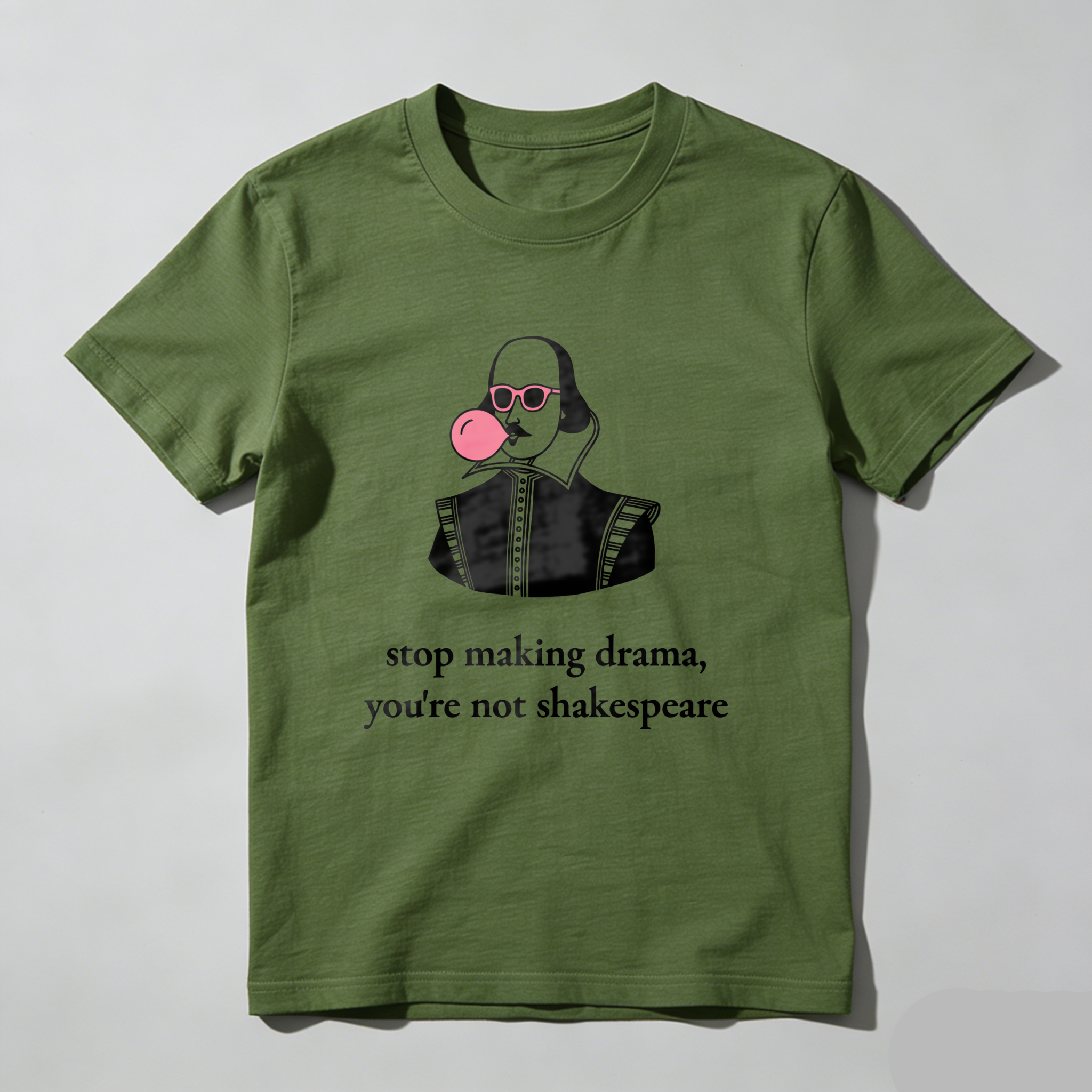 Wardrobecart Shakespeare With Pink Bubblegum And Sunglasses Tshirt