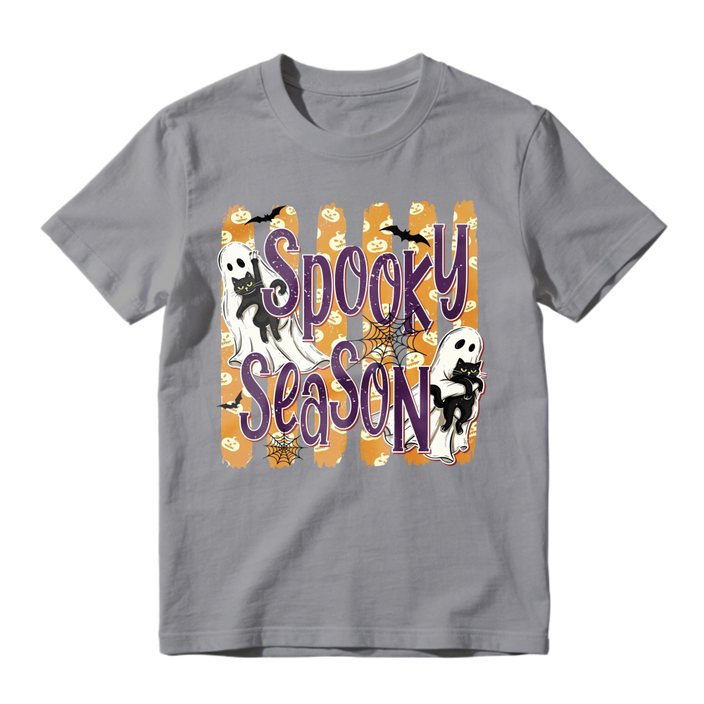 Spooky Season Halloween Ghost Black Cat Bat Spider Web Graphic, Unisex Classic T-shirt