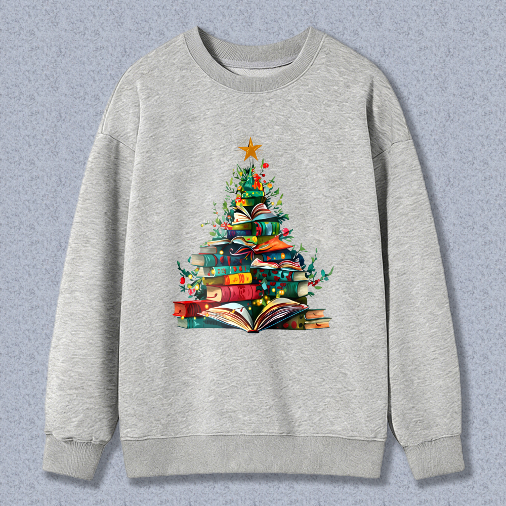 Wardrobecart Christmas Tree Made Of Books Unisex Classic Sweatshirt