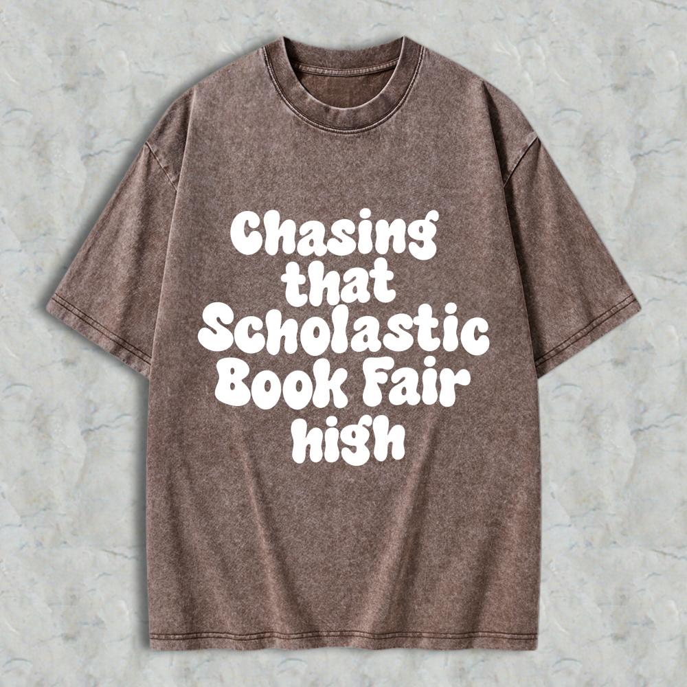 Wardrobecart Chasing That Scholastic Book Fair High Unisex Washed T-shirt