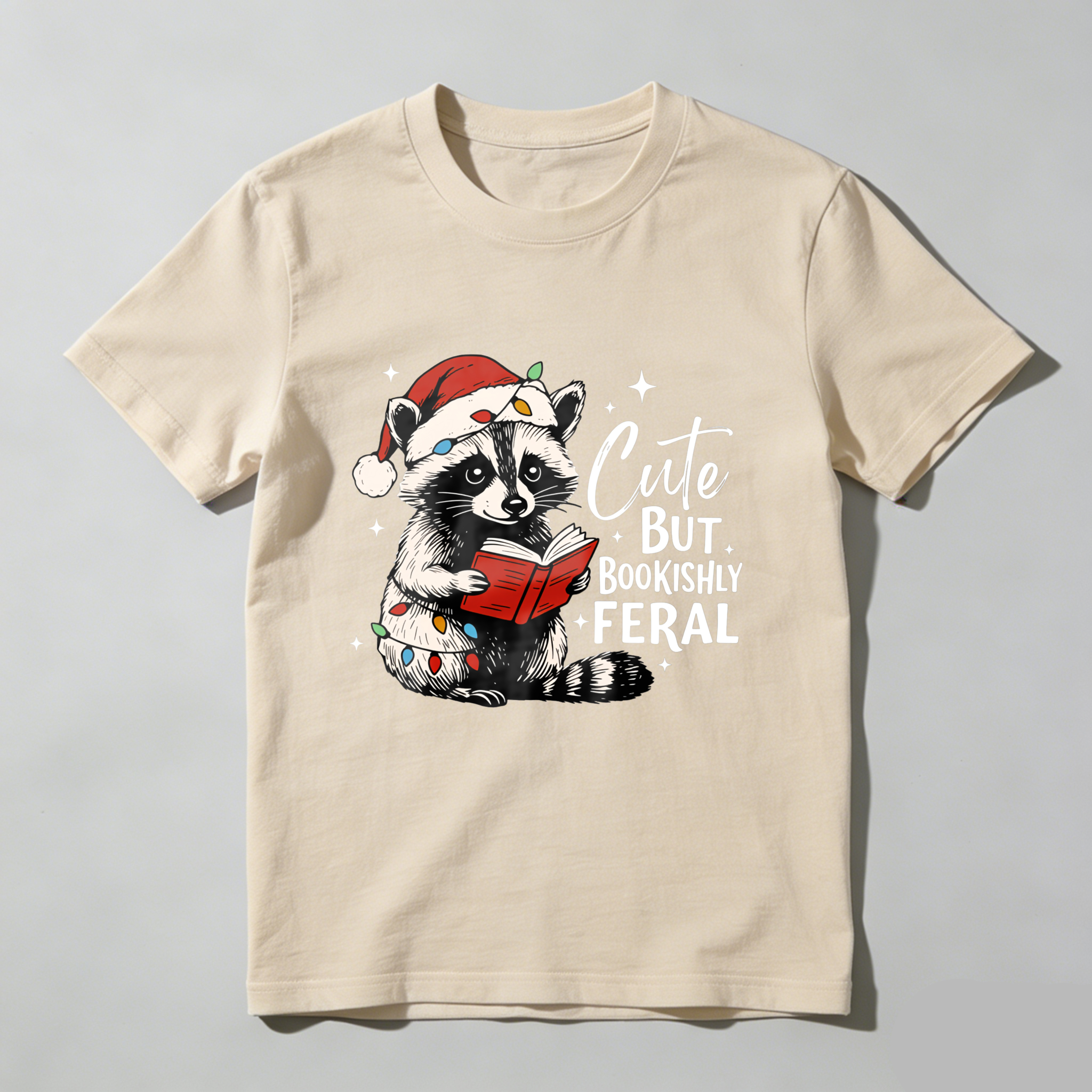 Wardrobecart Cute But Bookishly Feral Raccoon Reading Tshirt