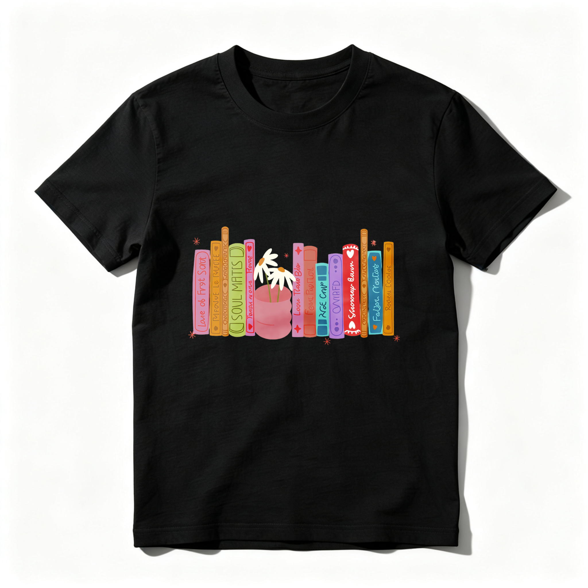 Wardrobecart Colorful Books With Plant And Stars Tshirt