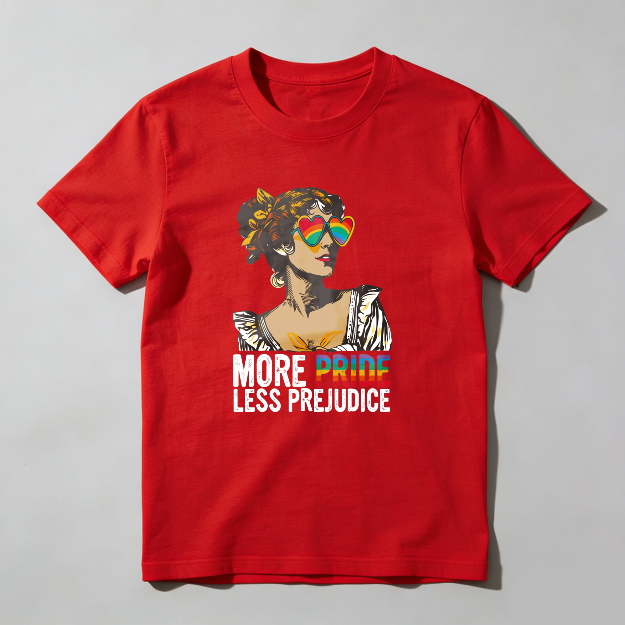 Wardrobecart More Pride Less Prejudice Rainbow Woman tshirt