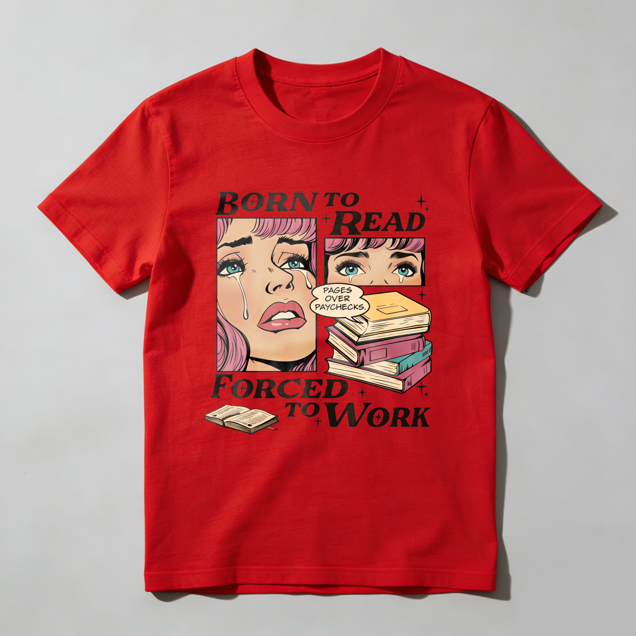 Wardrobecart Born To Read Forced To Work Tshirt(4)