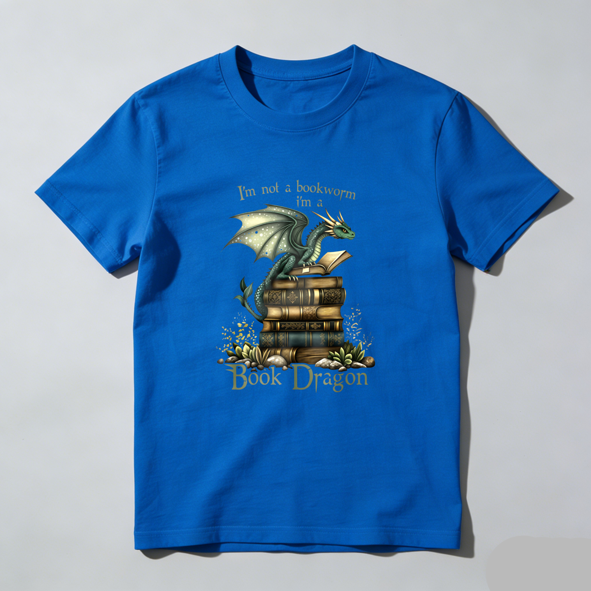 Wardrobecart Dragon Perched On Books With Text Above And Below Tshirt