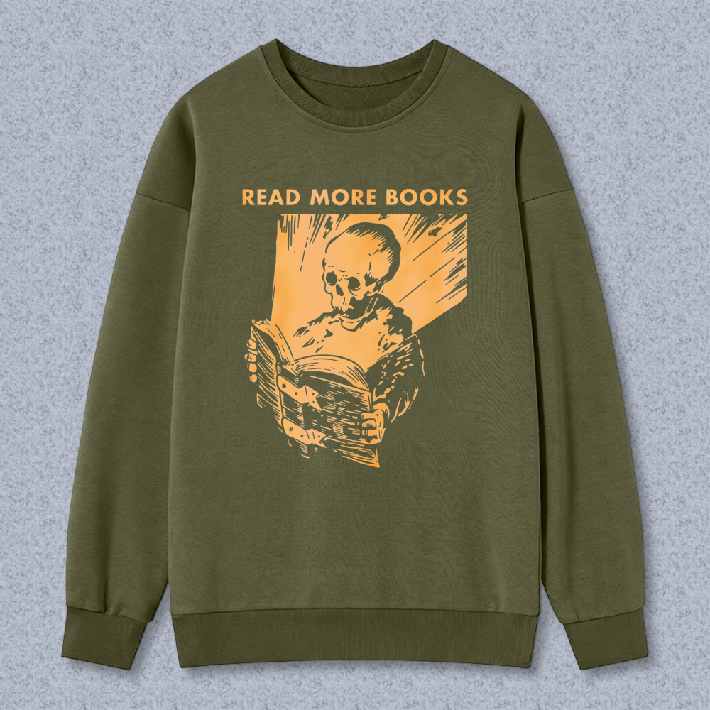 Wardrobecart Read More Books Skeleton Reading Book Pattern Unisex Classic Sweatshirt