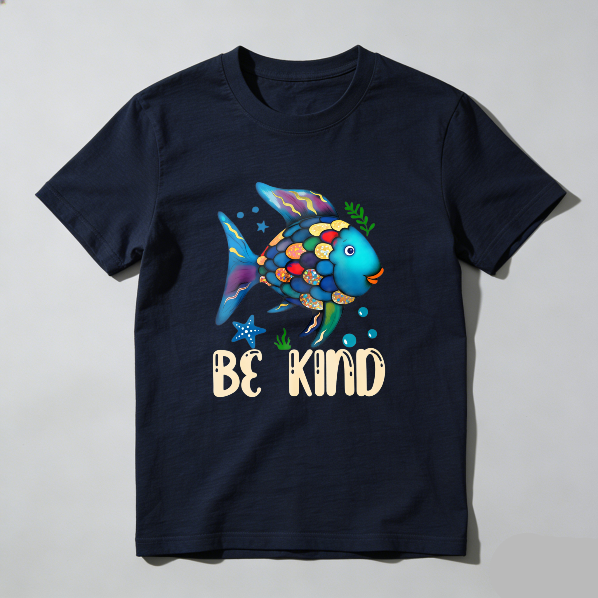 Wardrobecart Colorful Fish With Be Kind Text Tshirt