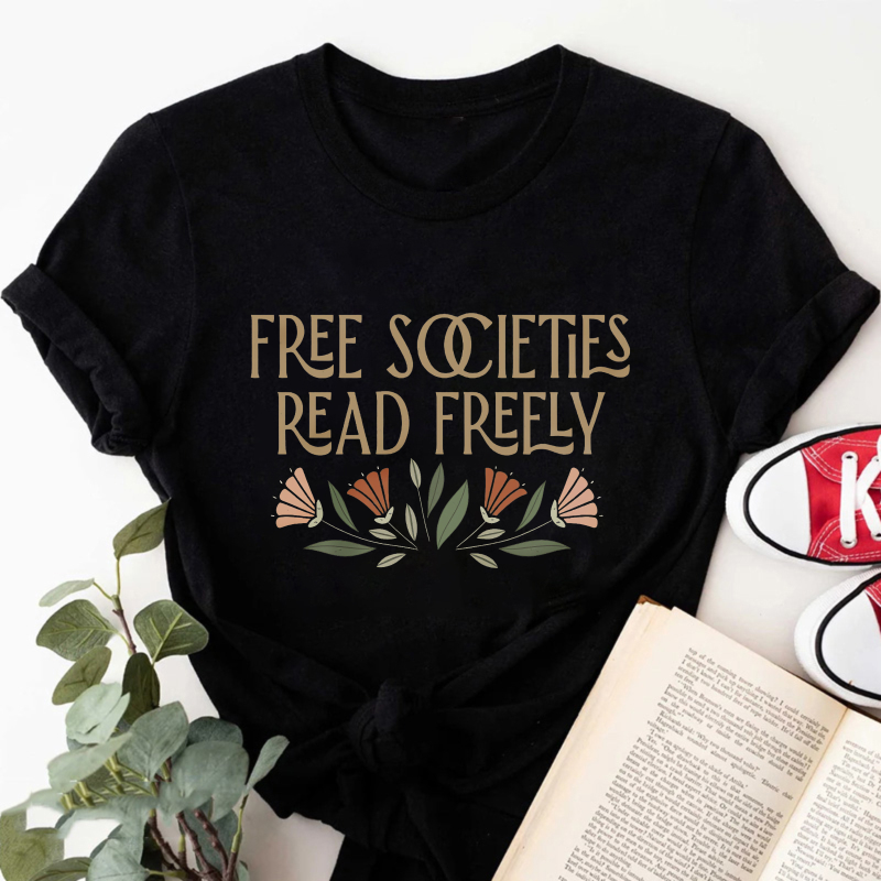 Wardrobecart Free Societies Read Freely Floral Design Tshirt