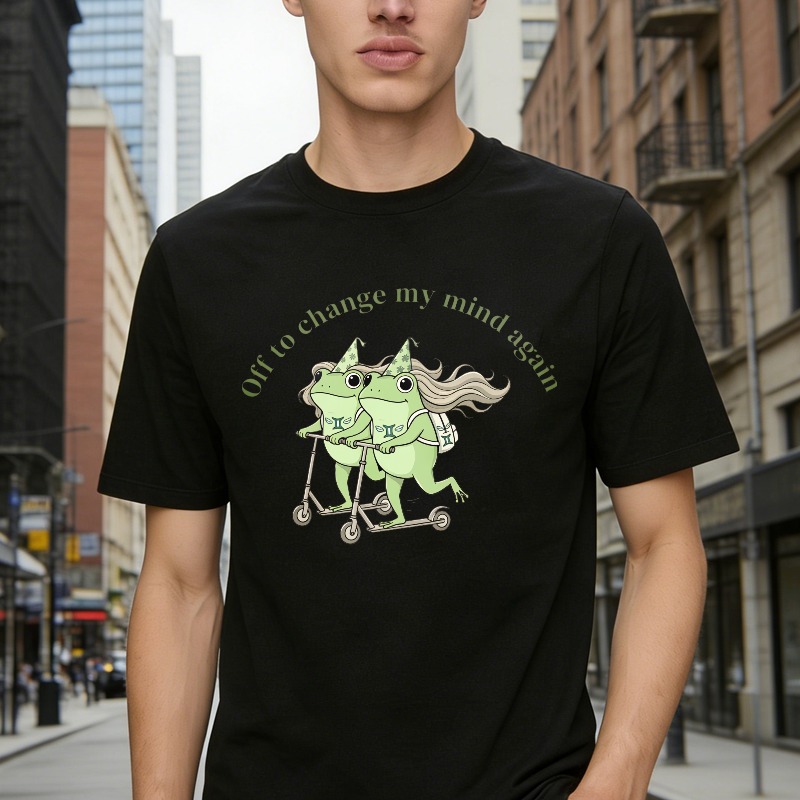 Frogs On Scooter With Text Off To Change My Mind Again Unisex Classic T-shirt