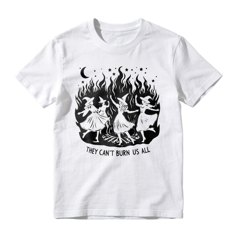 Witches Dancing In Flames They Cant Burn Us All Moon Stars Graphic, Unisex Classic T-shirt