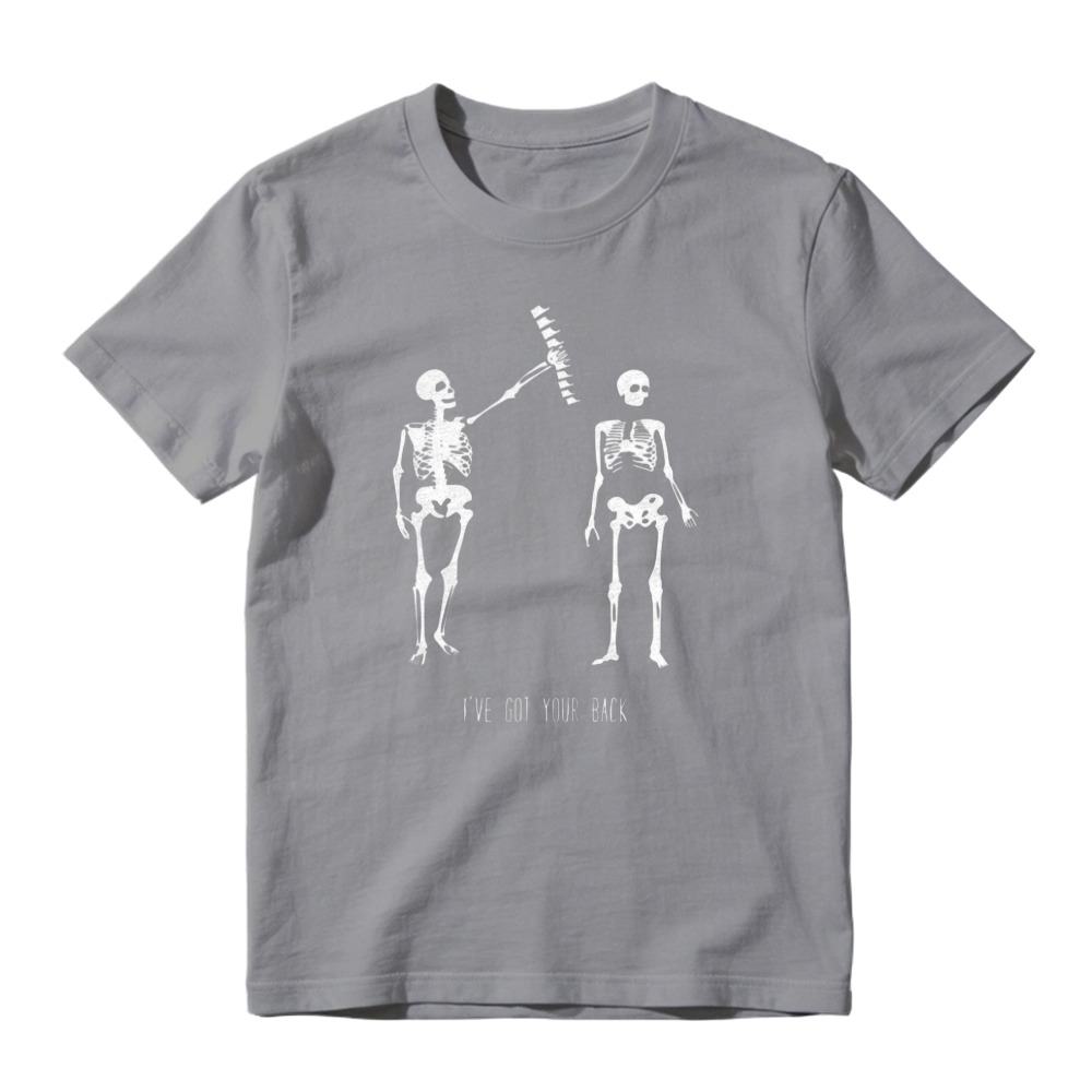 Funny Skeleton Holding Spine Bone I Ve Got Your Back Graphic T-Shirt