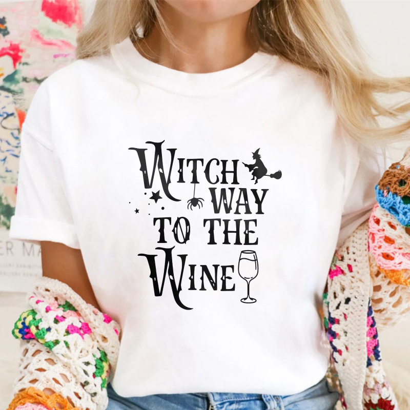 Witch Way To The Wine Halloween Funny Quote Unisex Classic T-shirt