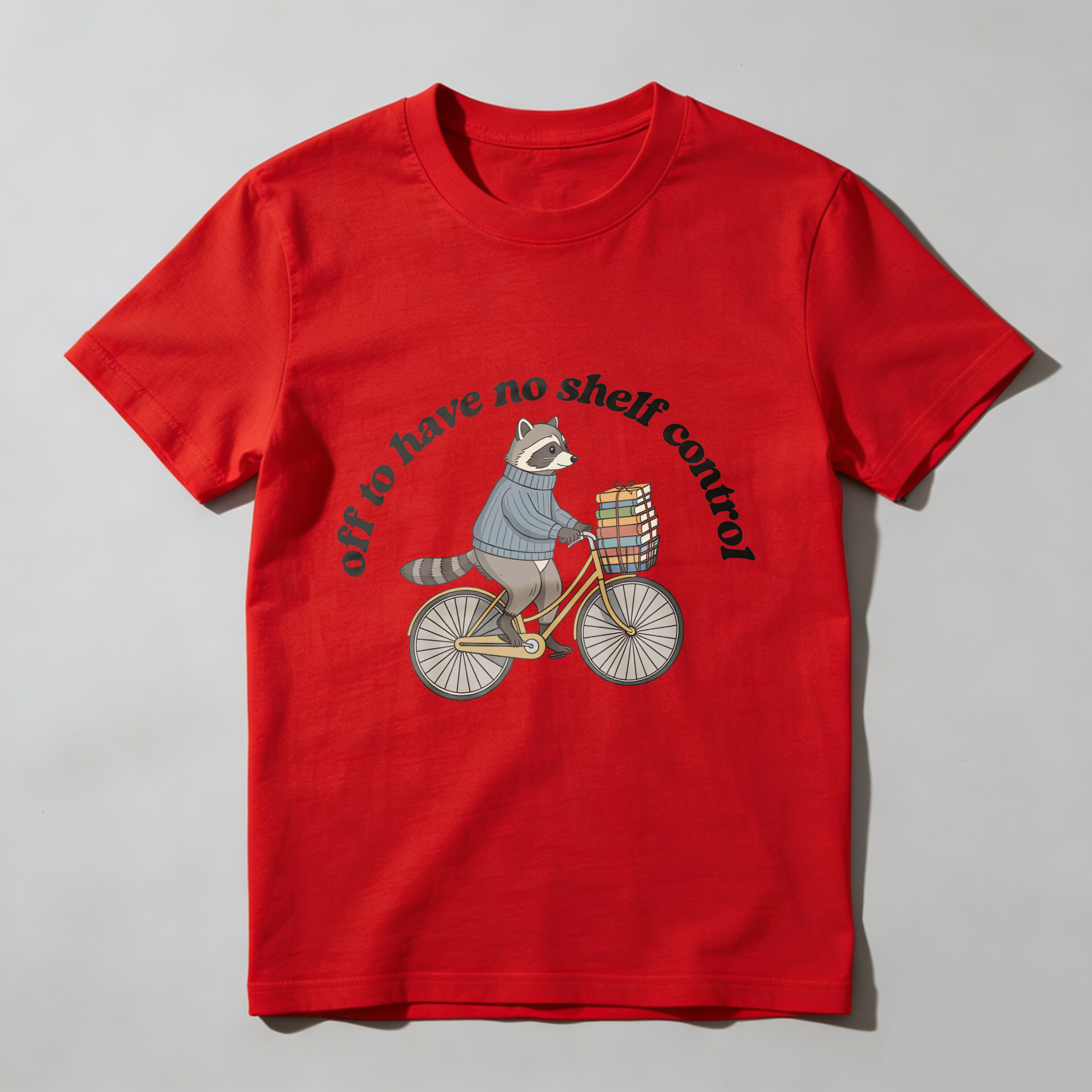 Wardrobecart Raccoon Riding Bicycle With Books And Text Off To Have No Shelf Control Unisex Classic T-shirt