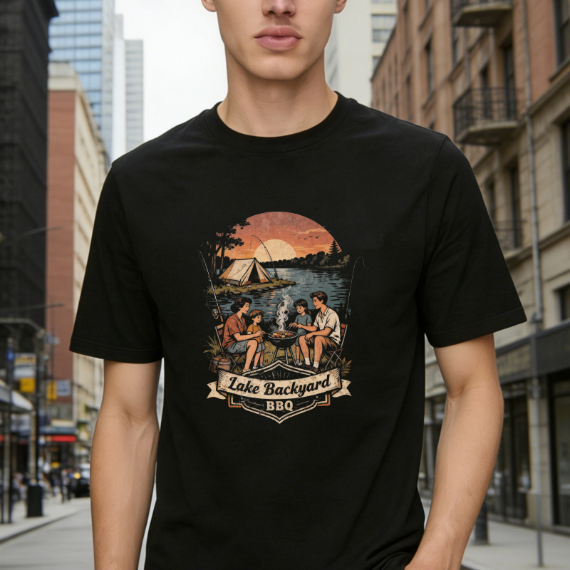 Lake Backyard Bbq Camping Sunset Unisex Classic T-shirt