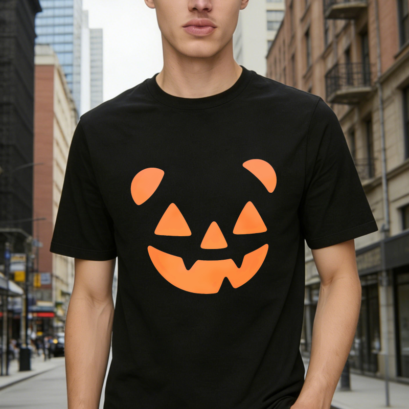Orange Pumpkin Face Halloween Unisex Classic T-shirt