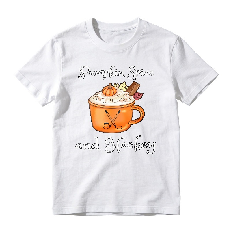 Pumpkin Spice And Hockey With Hot Chocolate Mug And Crossed Sticks Unisex Classic T-shirt