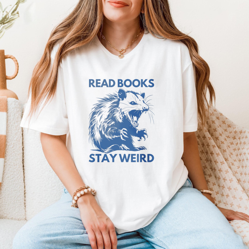 Wardrobecart Read Books Stay Weird Rat Design tshirt