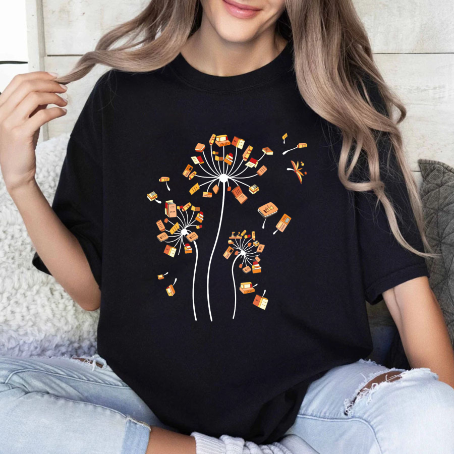 Wardrobecart Dandelion Seeds With Book And Sneaker Tshirt