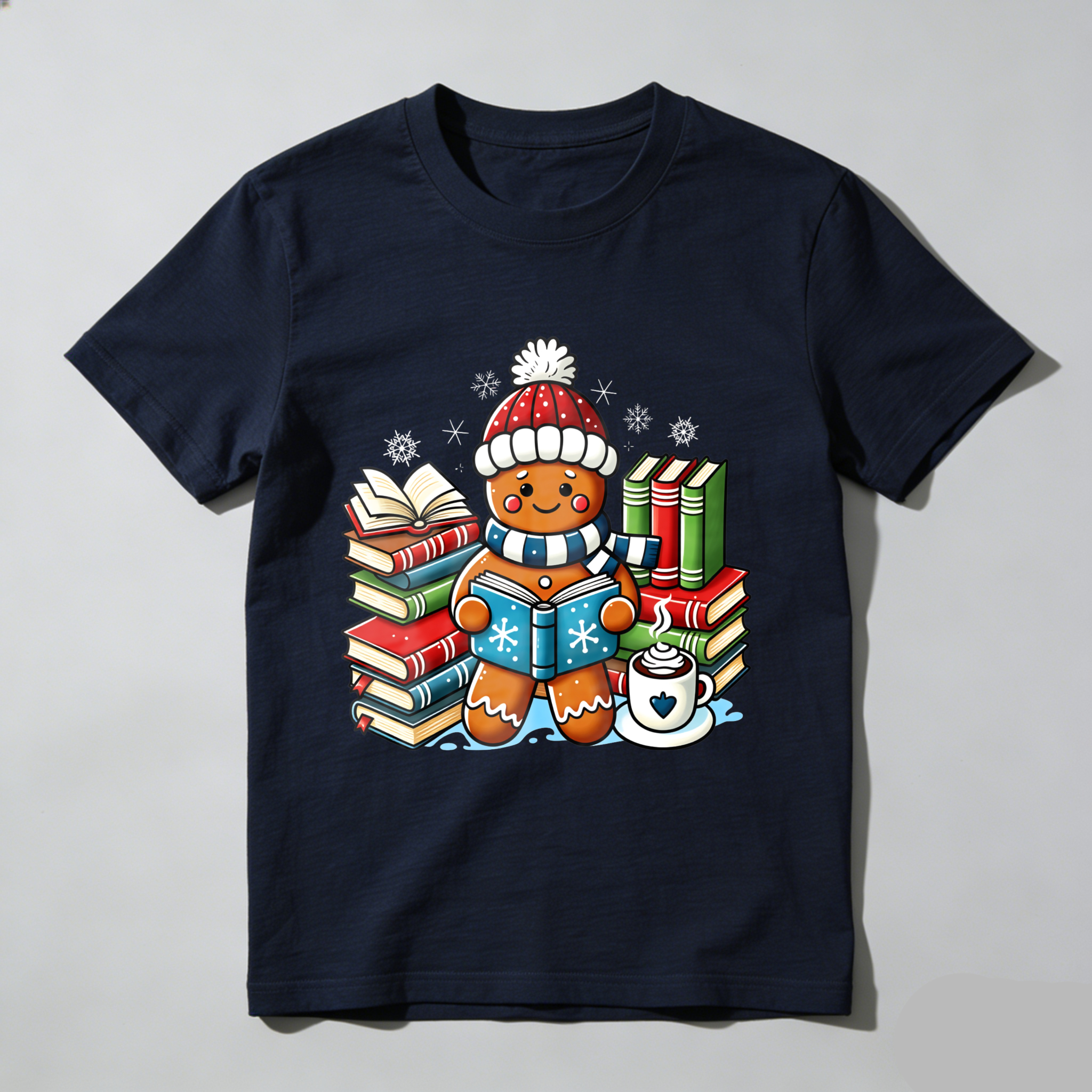 Wardrobecart Gingerbread Cookie Reading Books With Coffee Tshirt