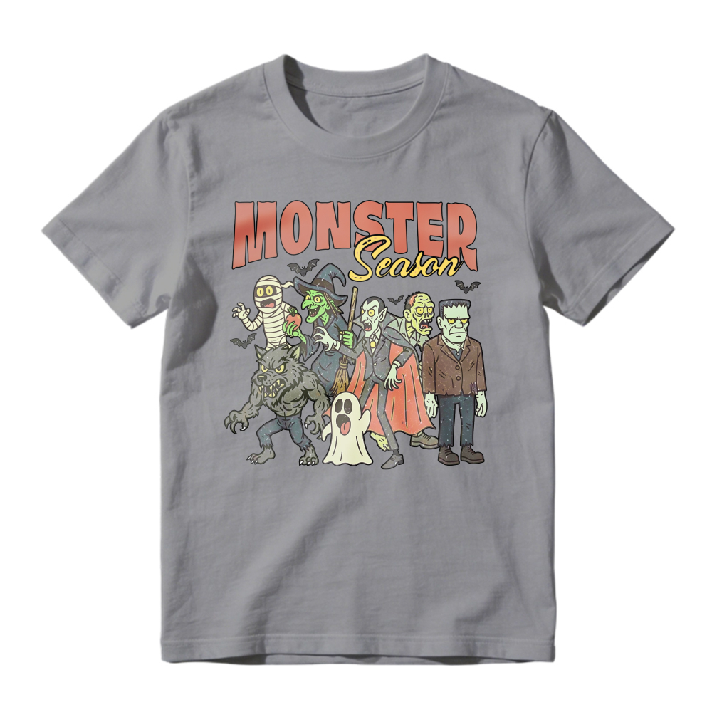Monster Season Halloween Funny Horror Characters Group Vintage Unisex Classic T-shirt
