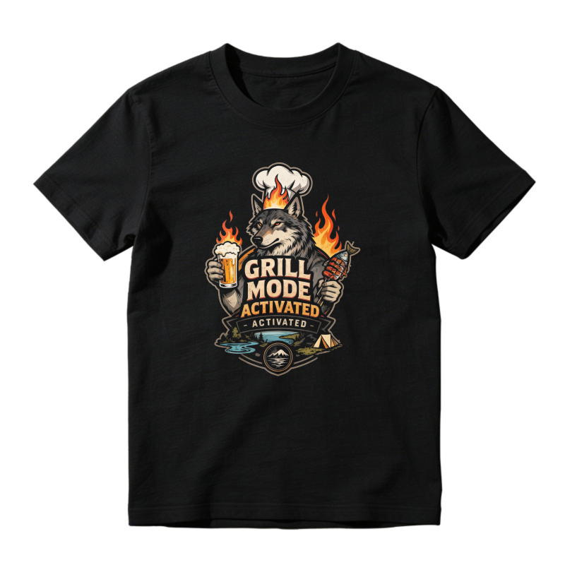 Wolf Chef Grill Mode Activated With Beer And Skewer Unisex Classic T-shirt