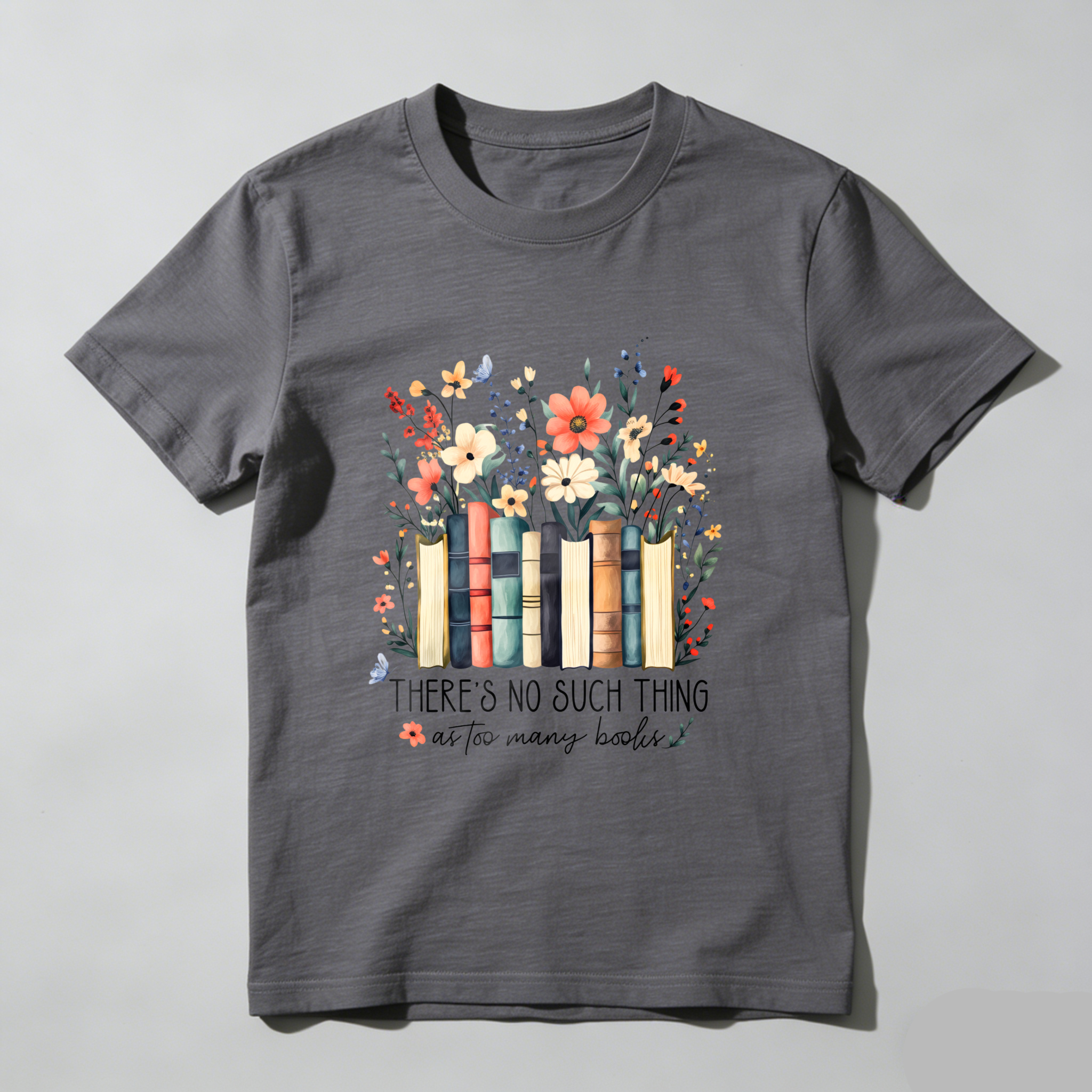 Wardrobecart Books Flowers And Butterflies Pattern Tshirt