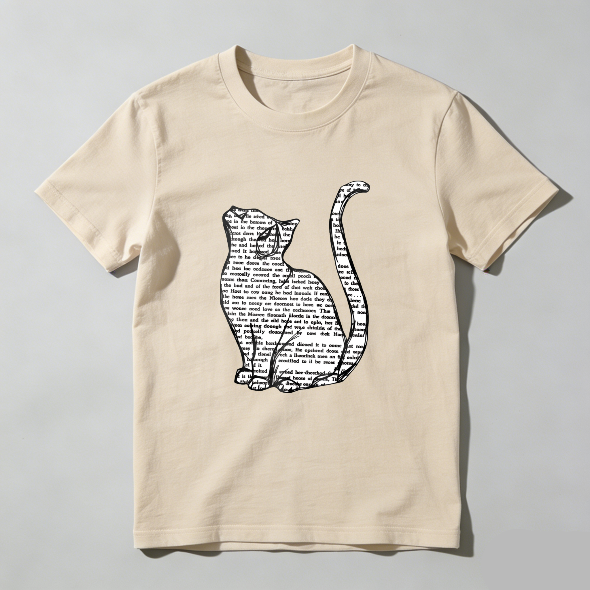 Wardrobecart Cat Silhouette With Text Pattern Tshirt