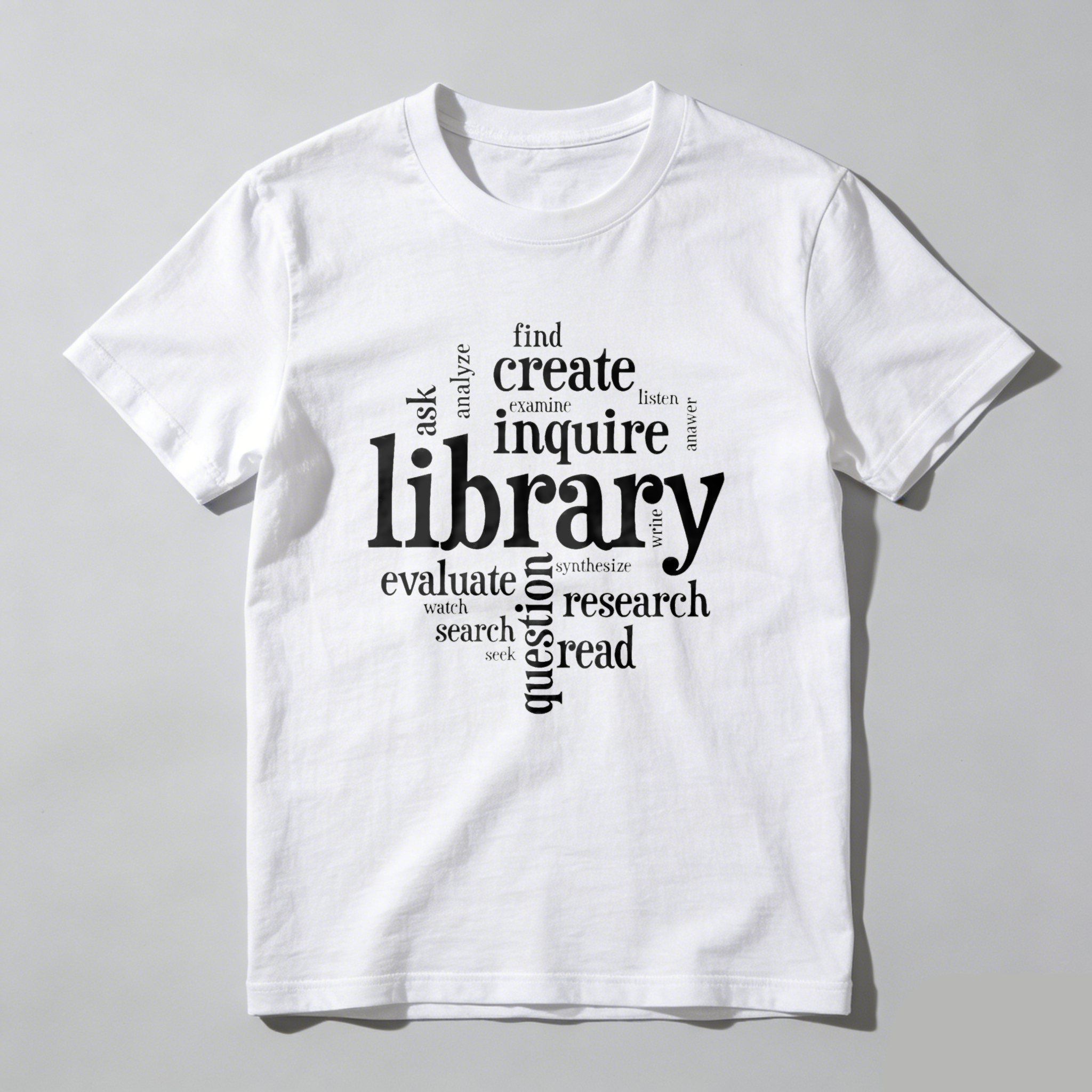 Wardrobecart Library Inquire Research Read Evaluate Create Find Ask Tshirt