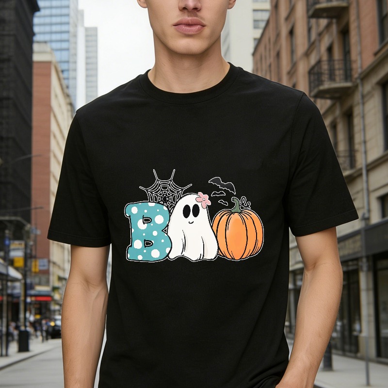 Boo Ghost Pumpkin Spider Web Halloween Unisex Classic T-shirt