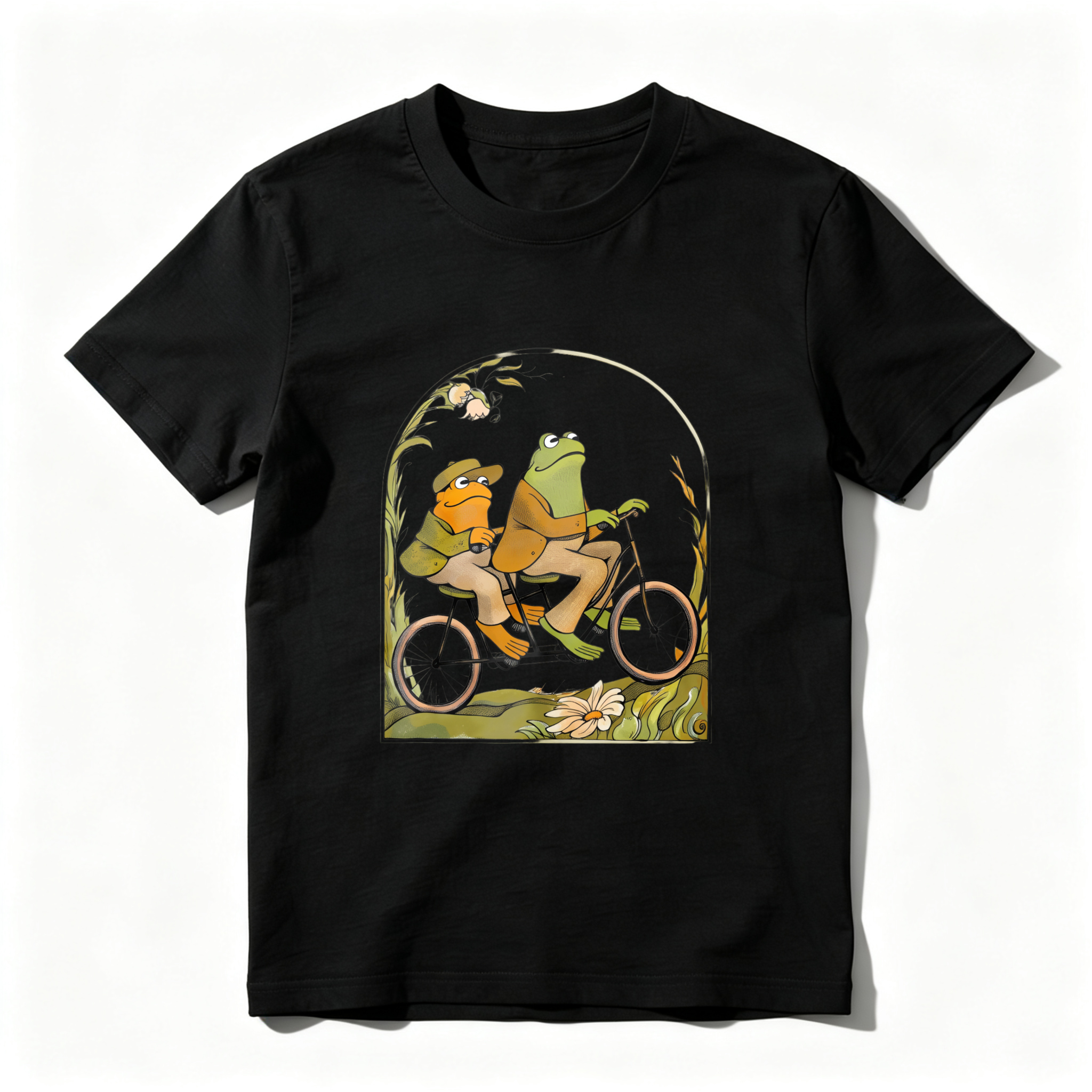 Wardrobecart Frog And Duck Ride Bicycle Together Tshirt