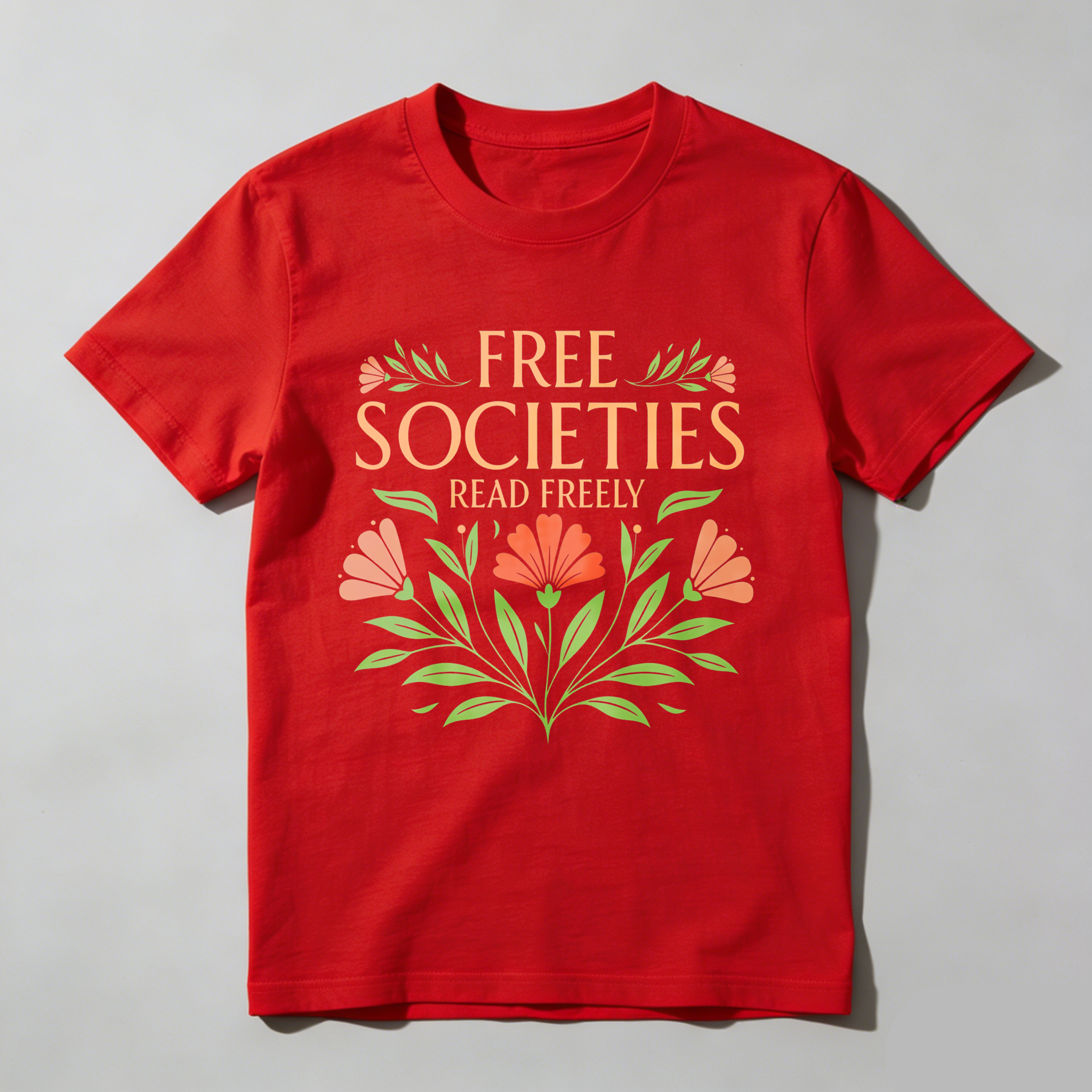 Wardrobecart Free Societies Read Freely Floral Design Tshirt