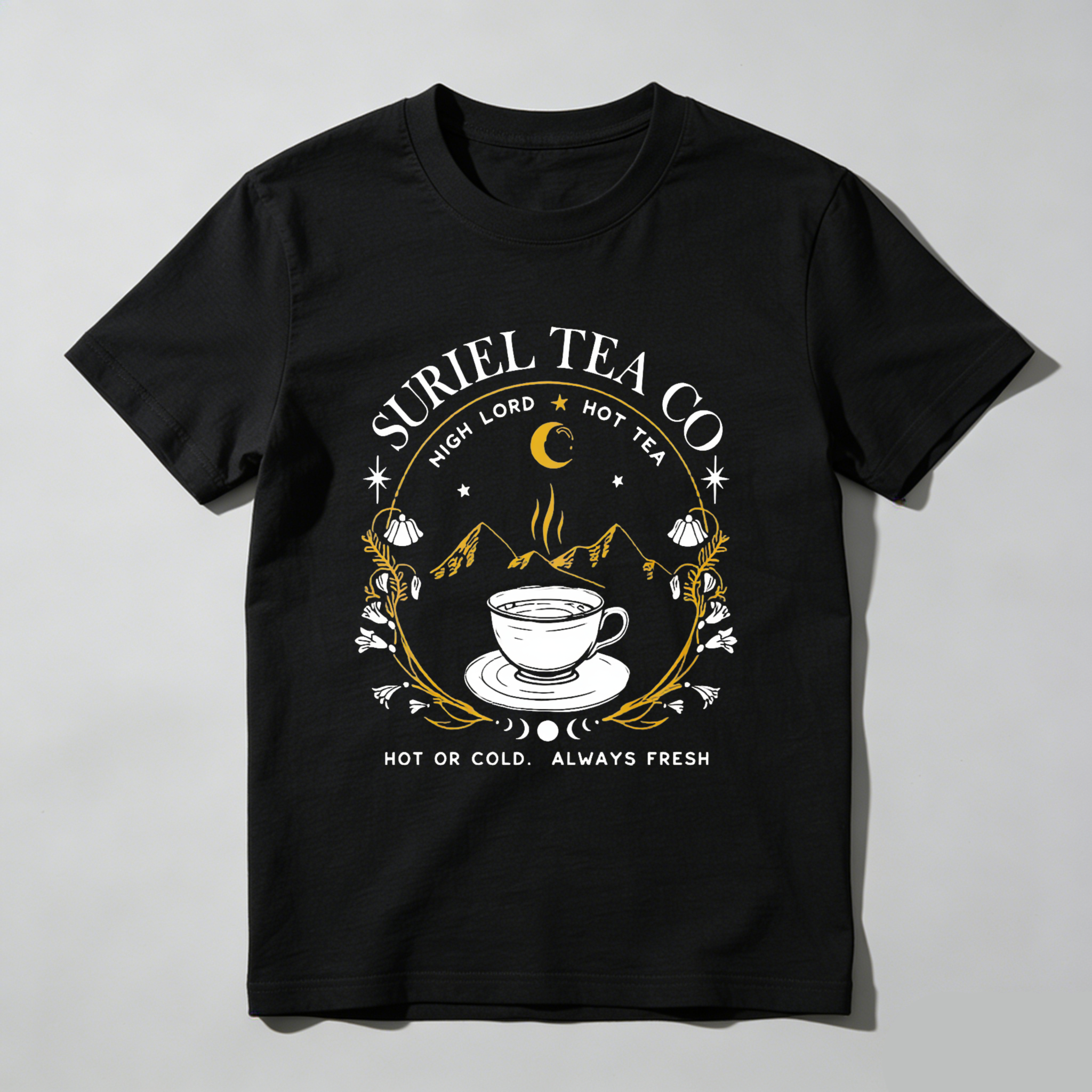 Wardrobecart Surriel Tea Co Moon Mountains Cup Stars Tshirt