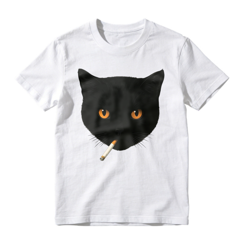 Black Cat Face With Cigarette, Unisex Classic T-shirt