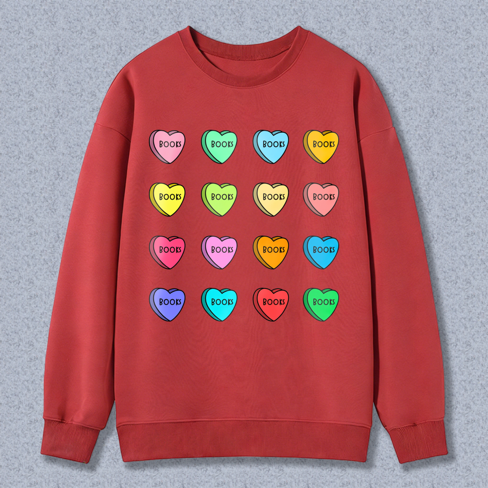 Wardrobecart Candy Heart Book Pattern Unisex Classic Sweatshirt