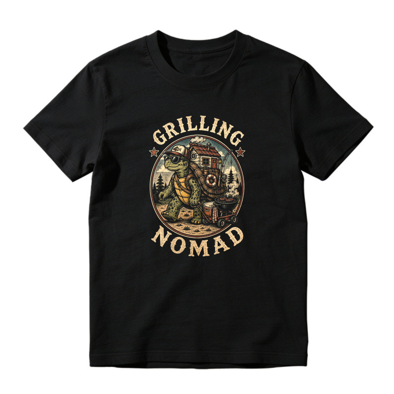Grilling Nomad Turtle With Camper Van Retro Vintage Unisex Classic T-shirt