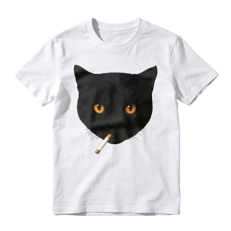 Black Cat Face With Cigarette, Unisex Classic T-shirt