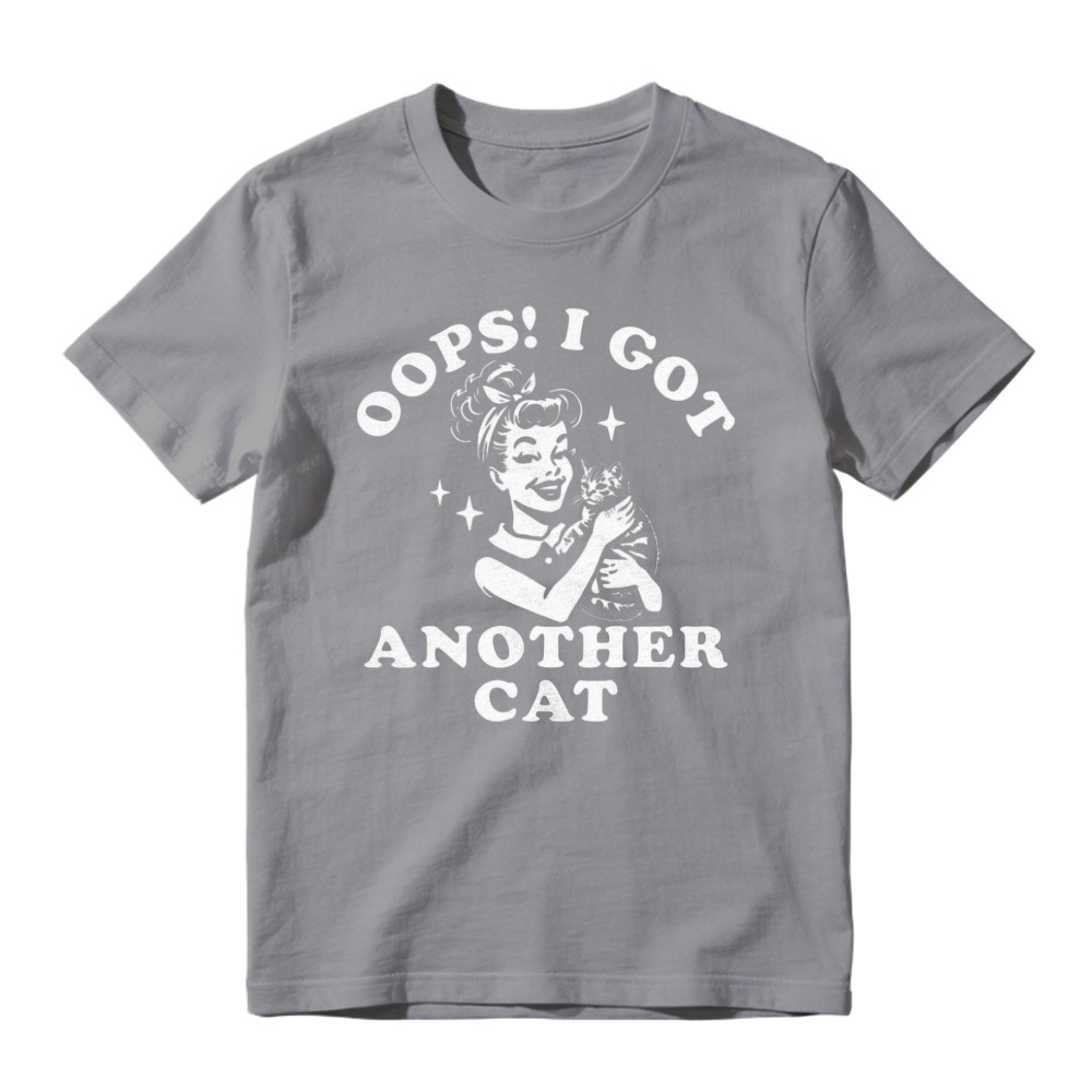 Oops I Got Another Cat Vintage Retro Style Funny Cat Lover Graphic T-shirt