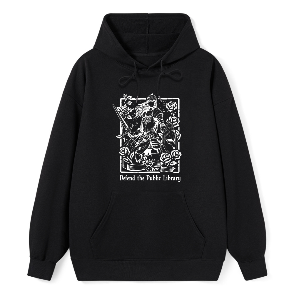 Wardrobecart Knight With Book And Roses Defend The Public Library Unisex Classic Hoodie