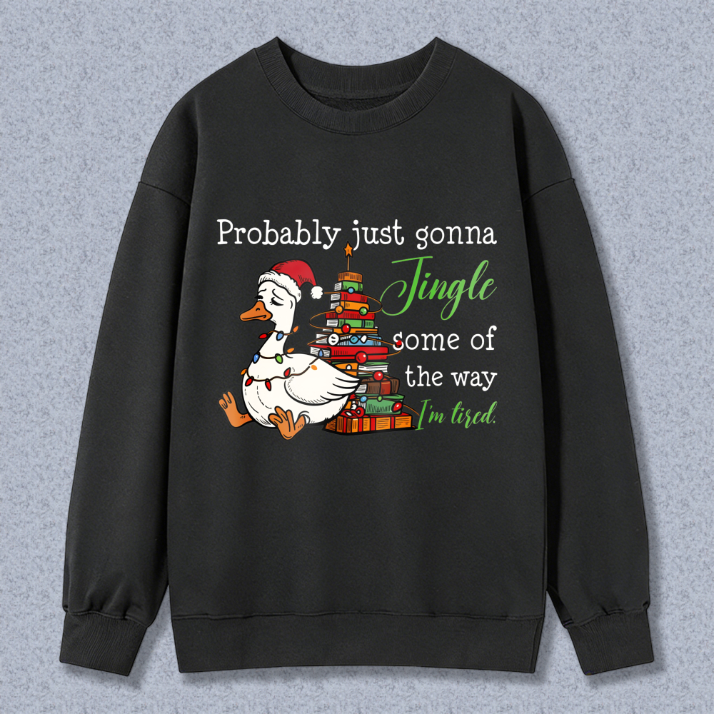 Wardrobecart Duck With Christmas Tree And Presents Jingle I'm Tired Unisex Classic Sweatshirt